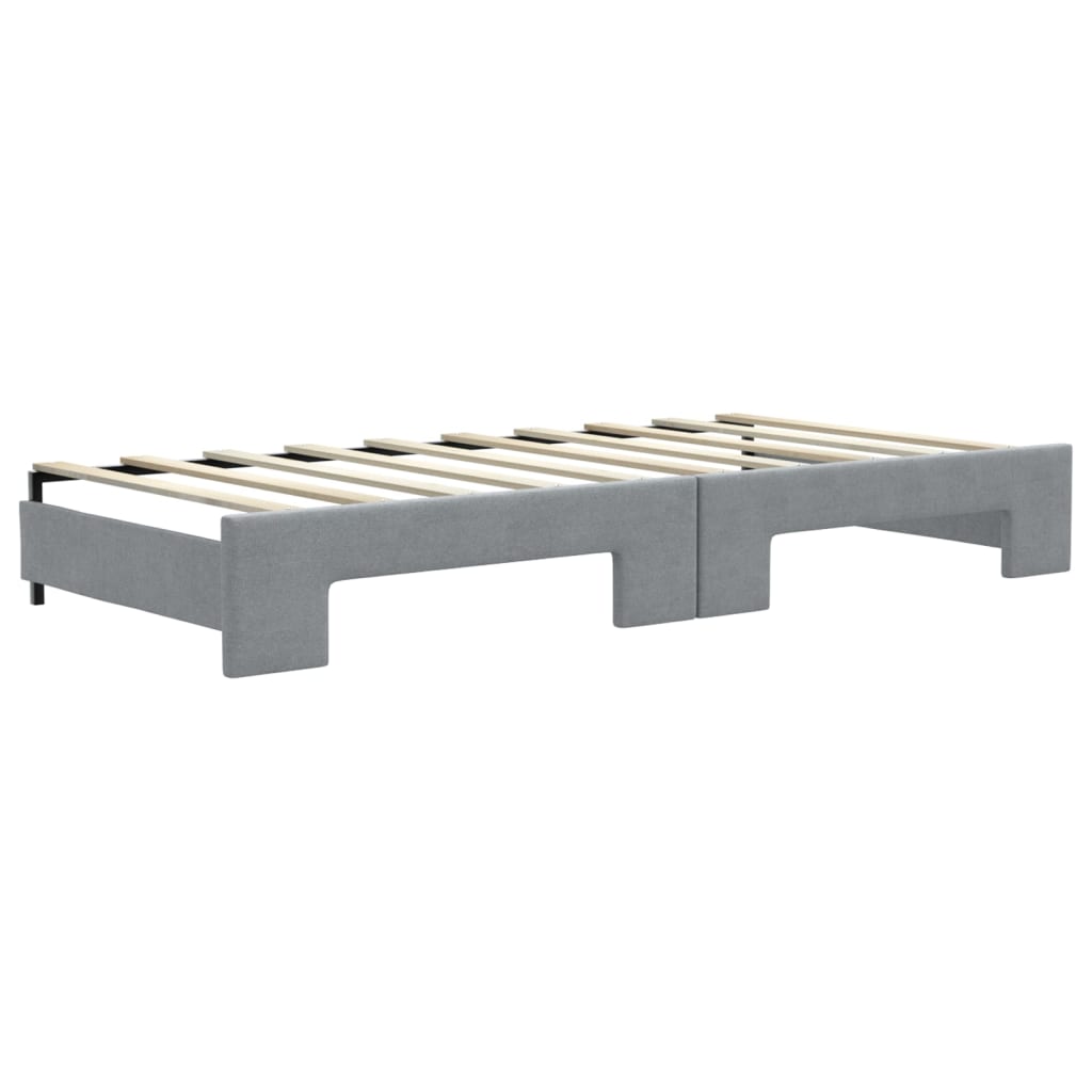 vidaXL Slaapbank met onderschuifbed 100x190 cm stof lichtgrijs