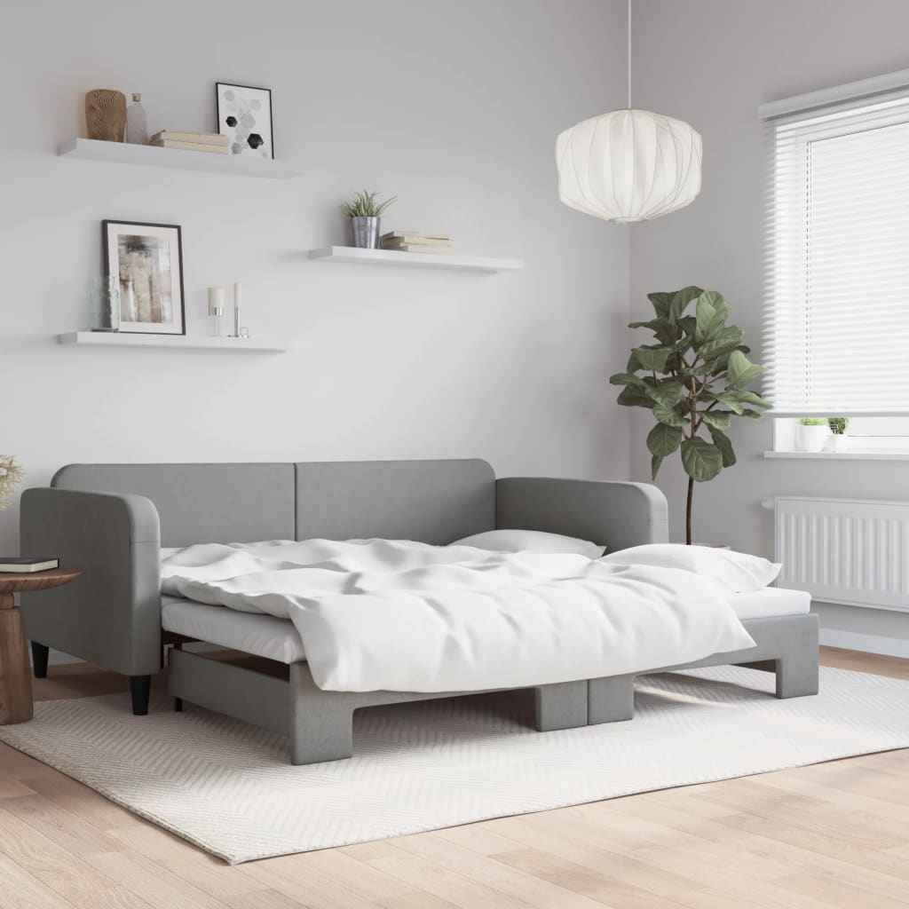 vidaXL Slaapbank 100x190 cm stof lichtgrijs