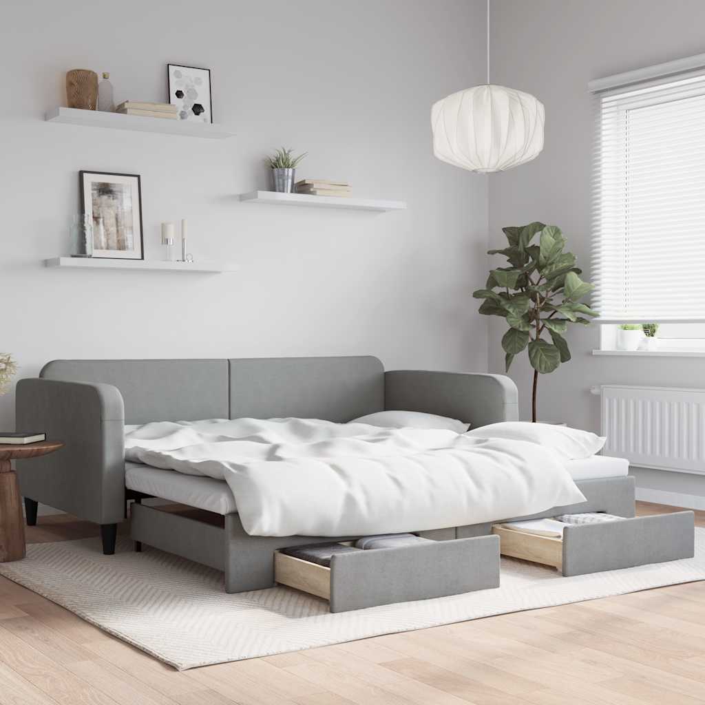 vidaXL Slaapbank 100x190 cm stof lichtgrijs