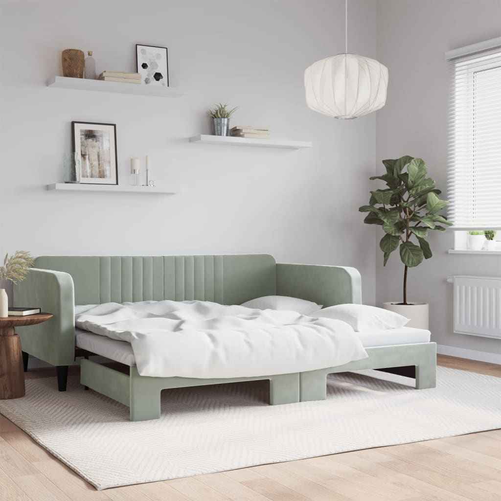 vidaXL Slaapbank 100x190 cm fluweel lichtgrijs