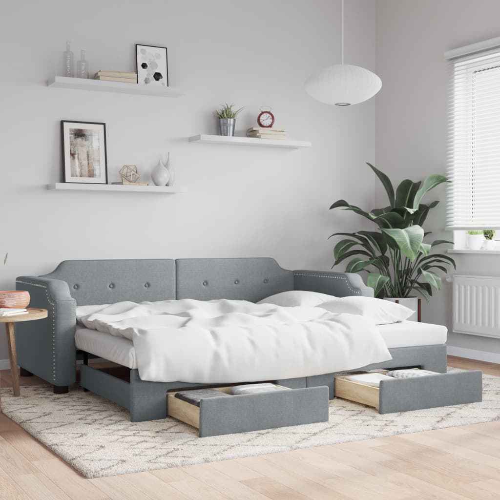 vidaXL Slaapbank 100x190 cm stof donkergrijs