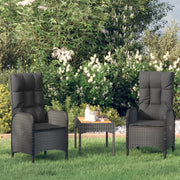 vidaXL 3-Piece Lounge Set with Cushions Poly Rattan Grey