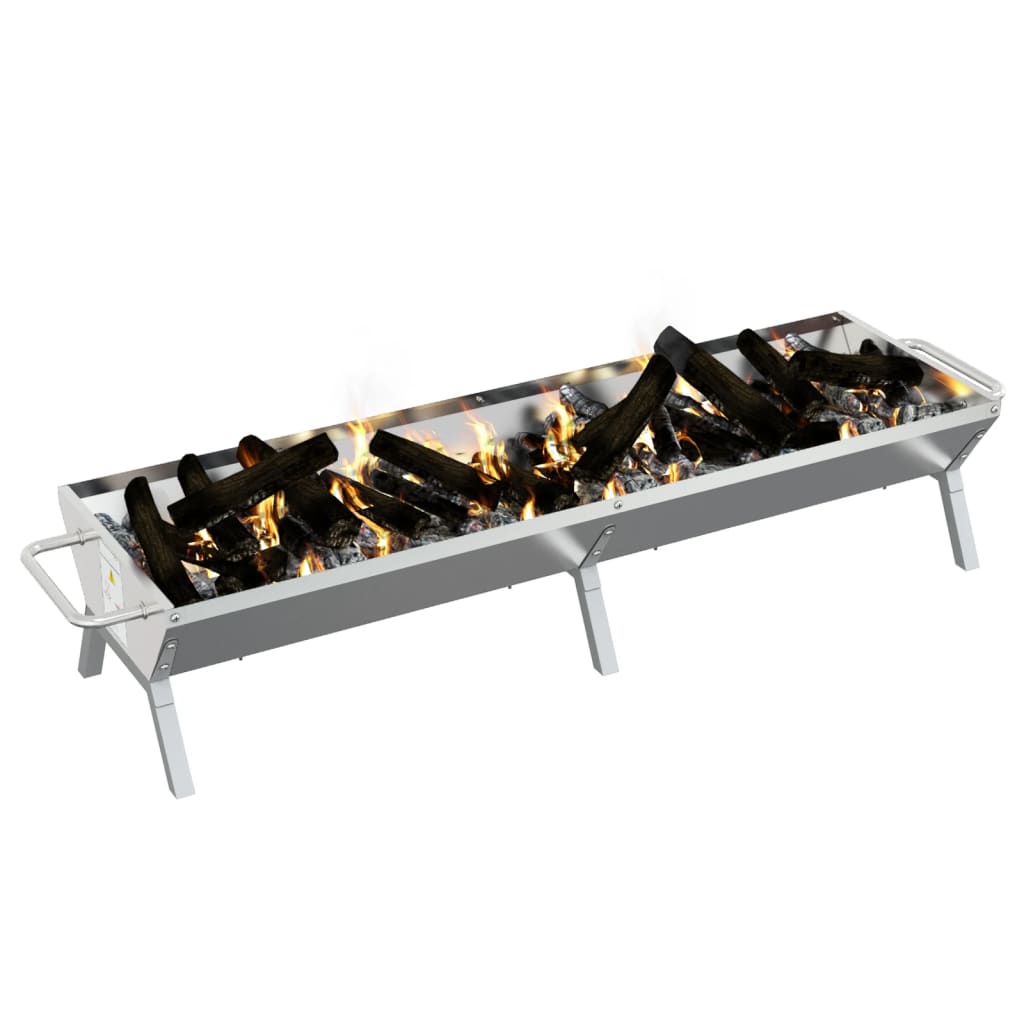 vidaXL Barbecueplaat 158x42x31 cm roestvrij staal zilverkleurig - Aashly