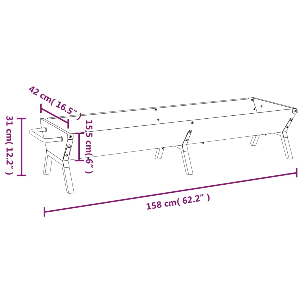 vidaXL Barbecueplaat 158x42x31 cm roestvrij staal zilverkleurig - Aashly