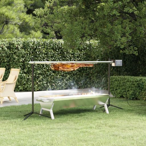 vidaXL Barbecueplaat 158x42x31 cm roestvrij staal zilverkleurig - Aashly