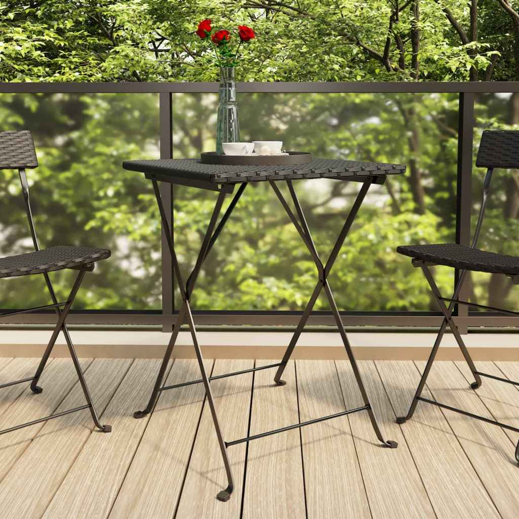 vidaXL Bistrotafel inklapbaar 55x54x71 cm poly rattan zwart