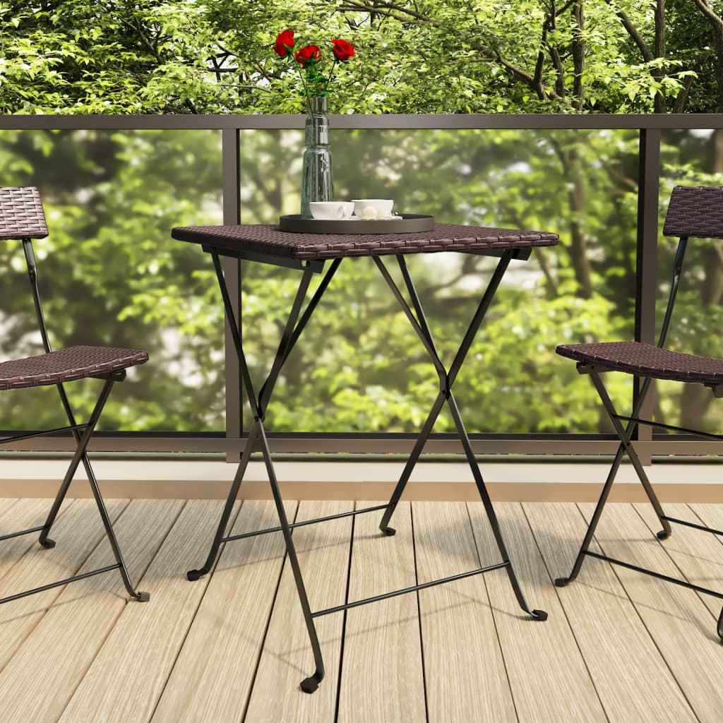 vidaXL Bistrotafel inklapbaar 55x54x71 cm poly rattan zwart
