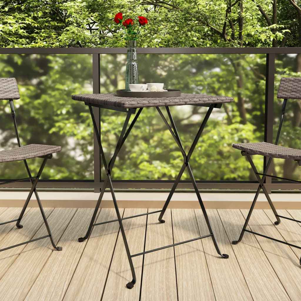 vidaXL Bistrotafel inklapbaar 55x54x71 cm poly rattan zwart