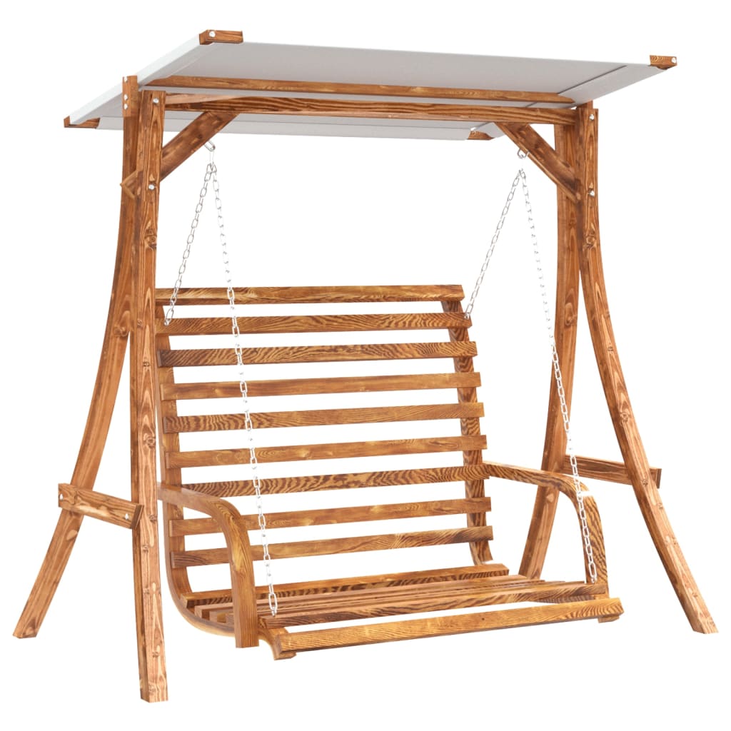 vidaXL Schommelbank met luifel vurenhout met teak afwerking - Aashly
