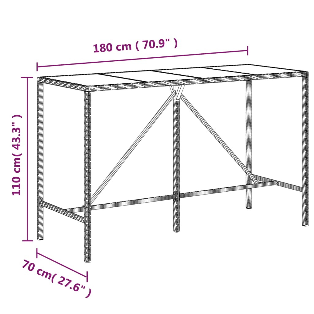 vidaXL 9-delige Tuinbarset met kussens poly rattan bruin
