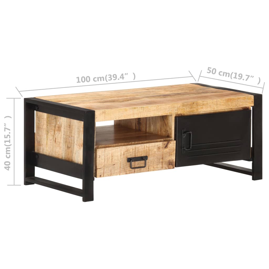 vidaXL Salontafel 100x50x40 cm ruw mangohout
