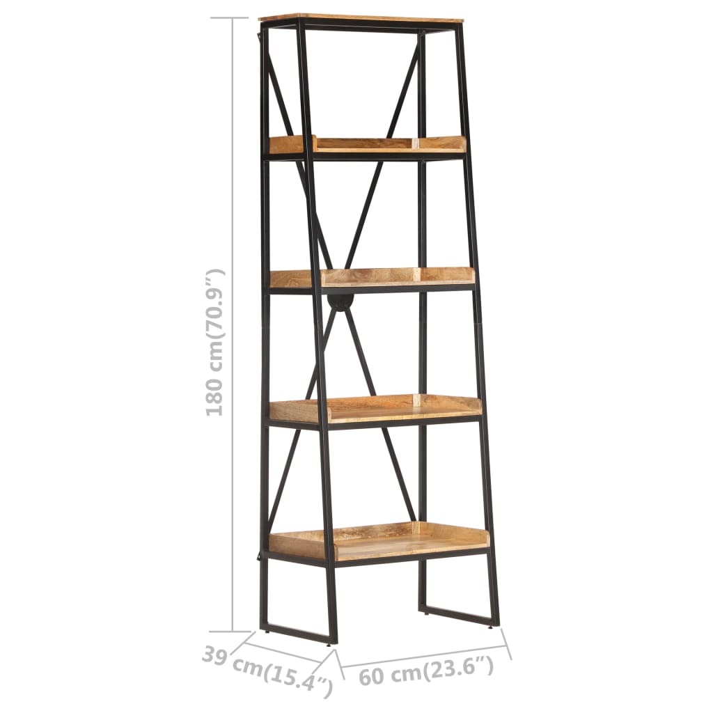 vidaXL Boekenkast met 5 schappen 60x39x180 cm massief mangohout