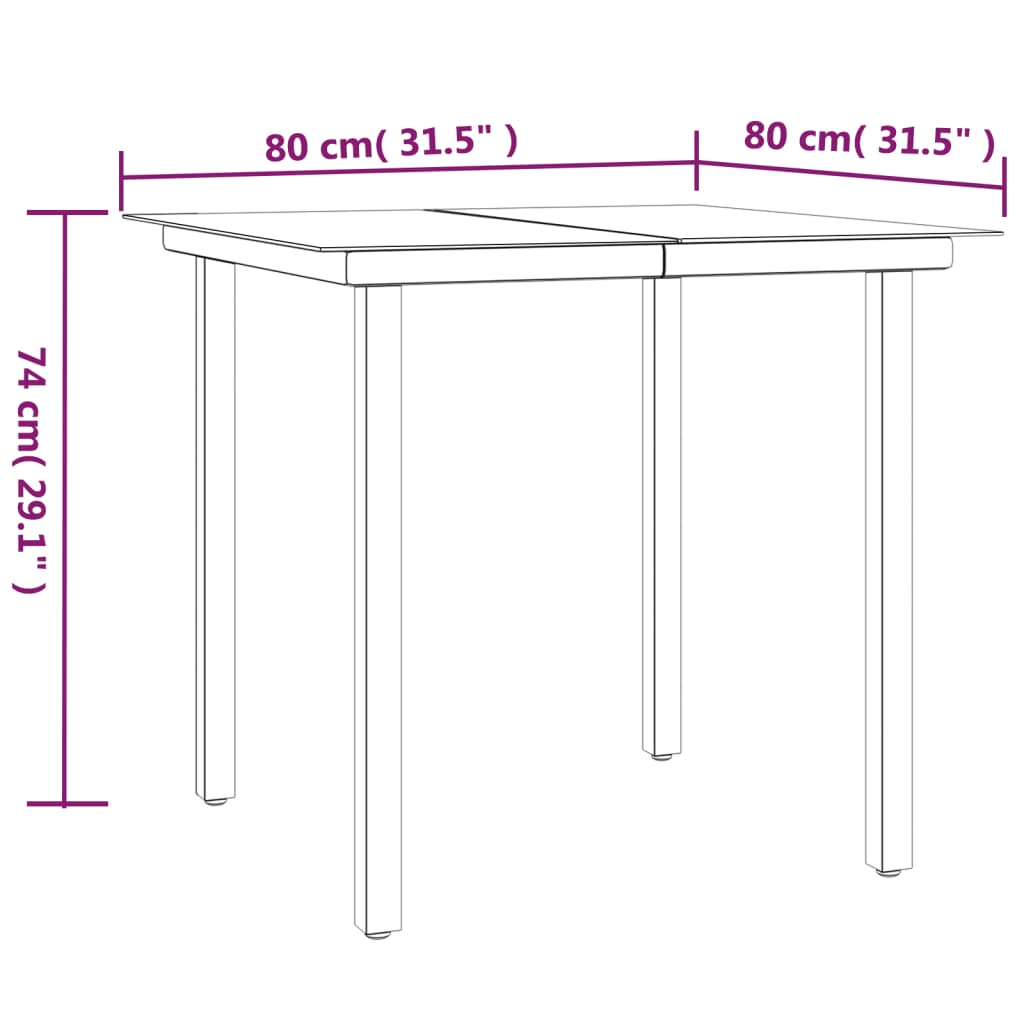 vidaXL 3-delige Tuinset poly rattan en staal grijs en zwart