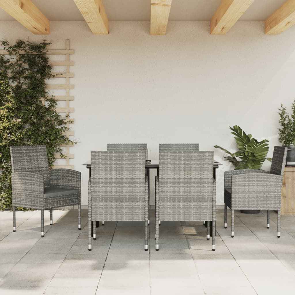 vidaXL 3-delige Tuinset poly rattan en staal grijs en zwart