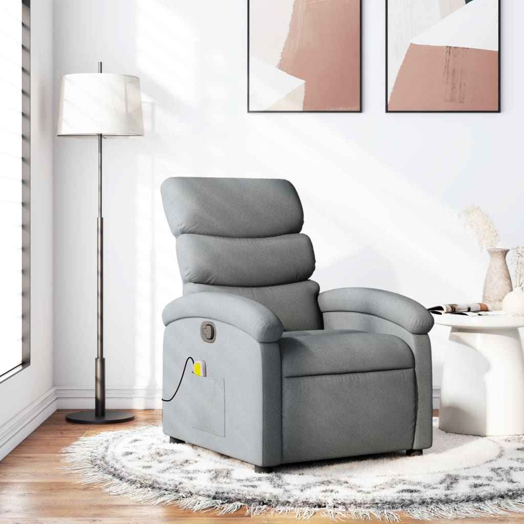 vidaXL Massagestoel met lichtgrijze stof