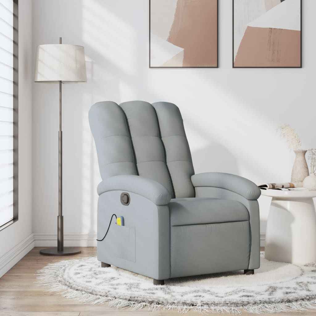 vidaXL Massagestoel met lichtgrijze stof