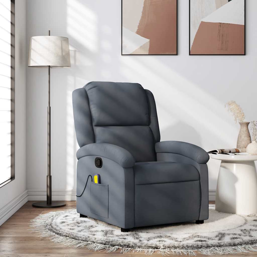 vidaXL Massagestoel lichtgrijs fluweel