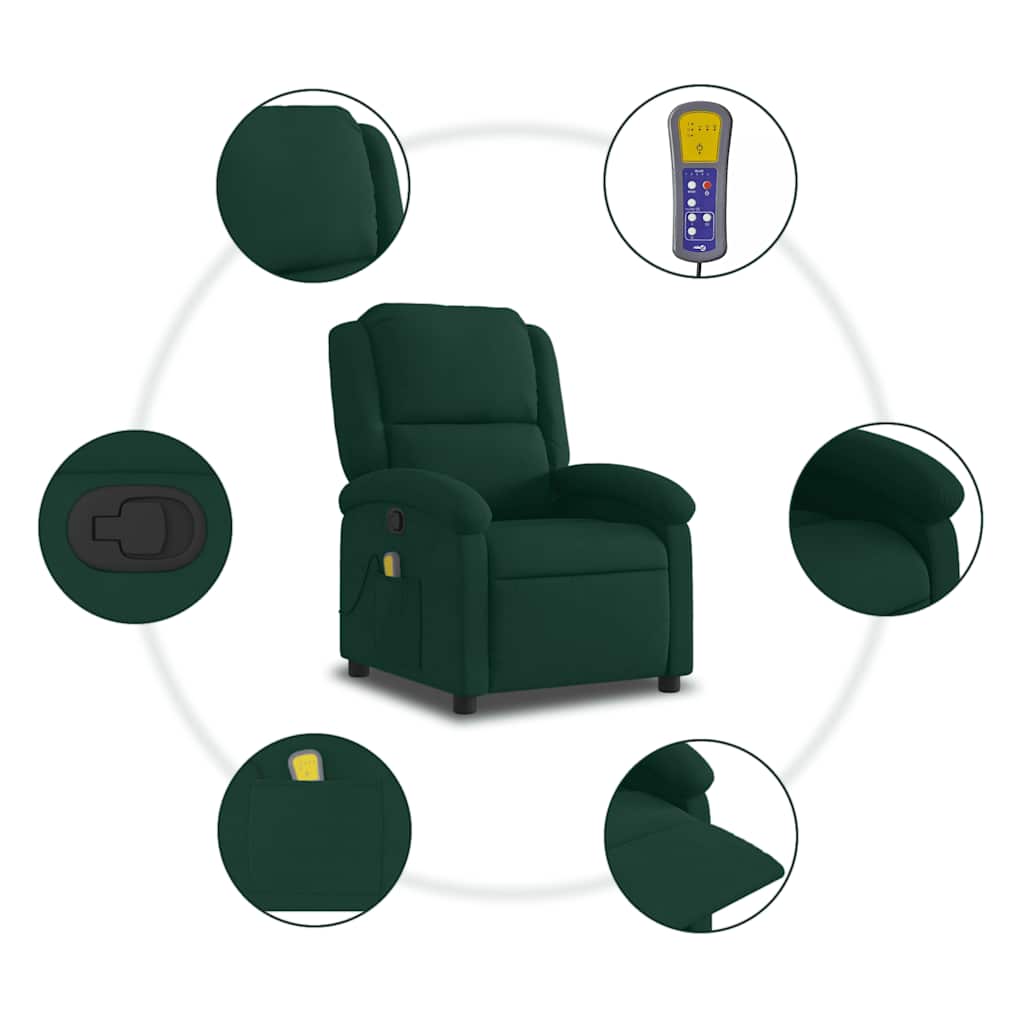 vidaXL Massagestoel lichtgrijs fluweel