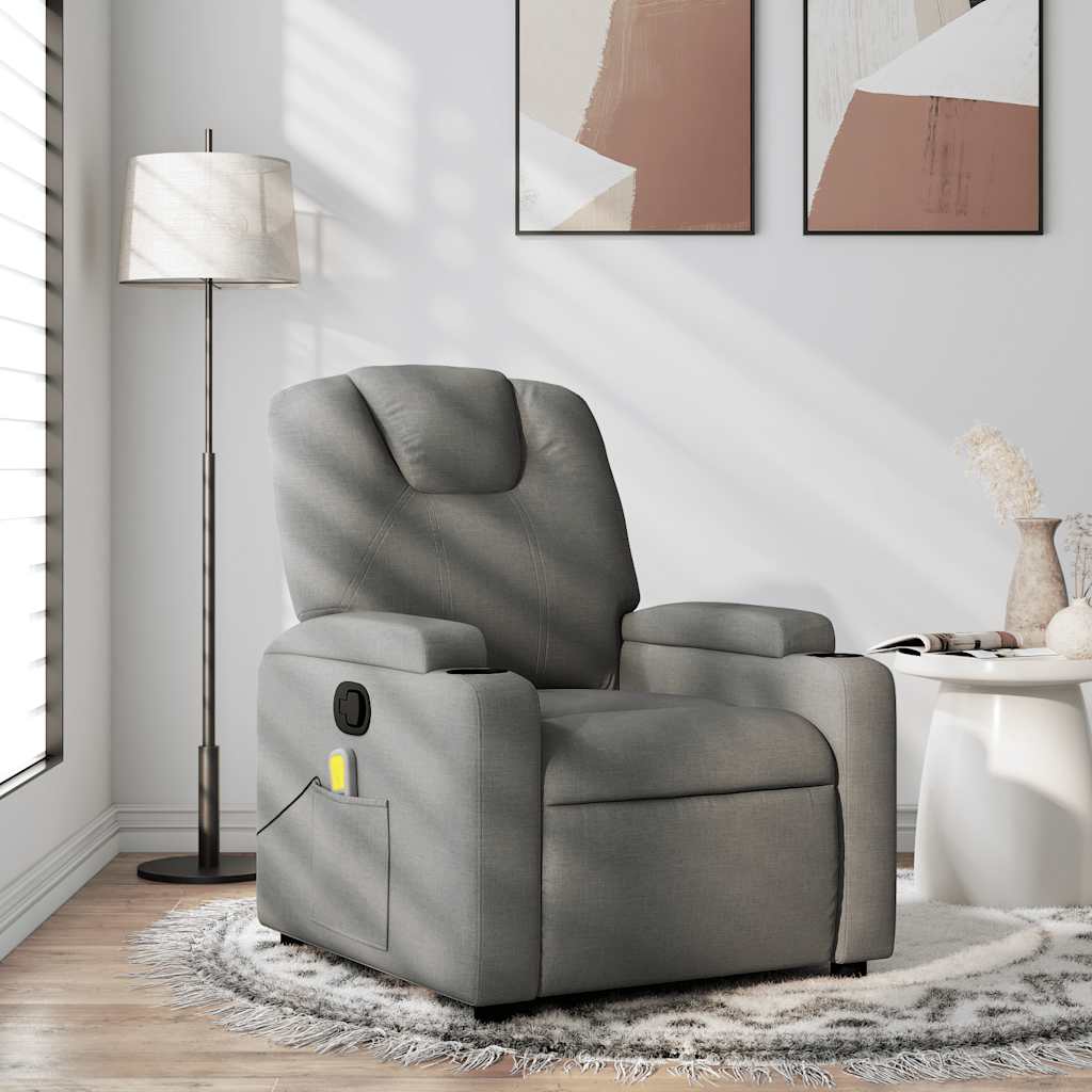 vidaXL Massagestoel in donkergrijze stof
