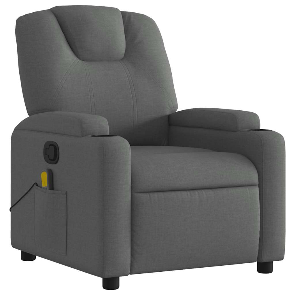 vidaXL Massagestoel in donkergrijze stof