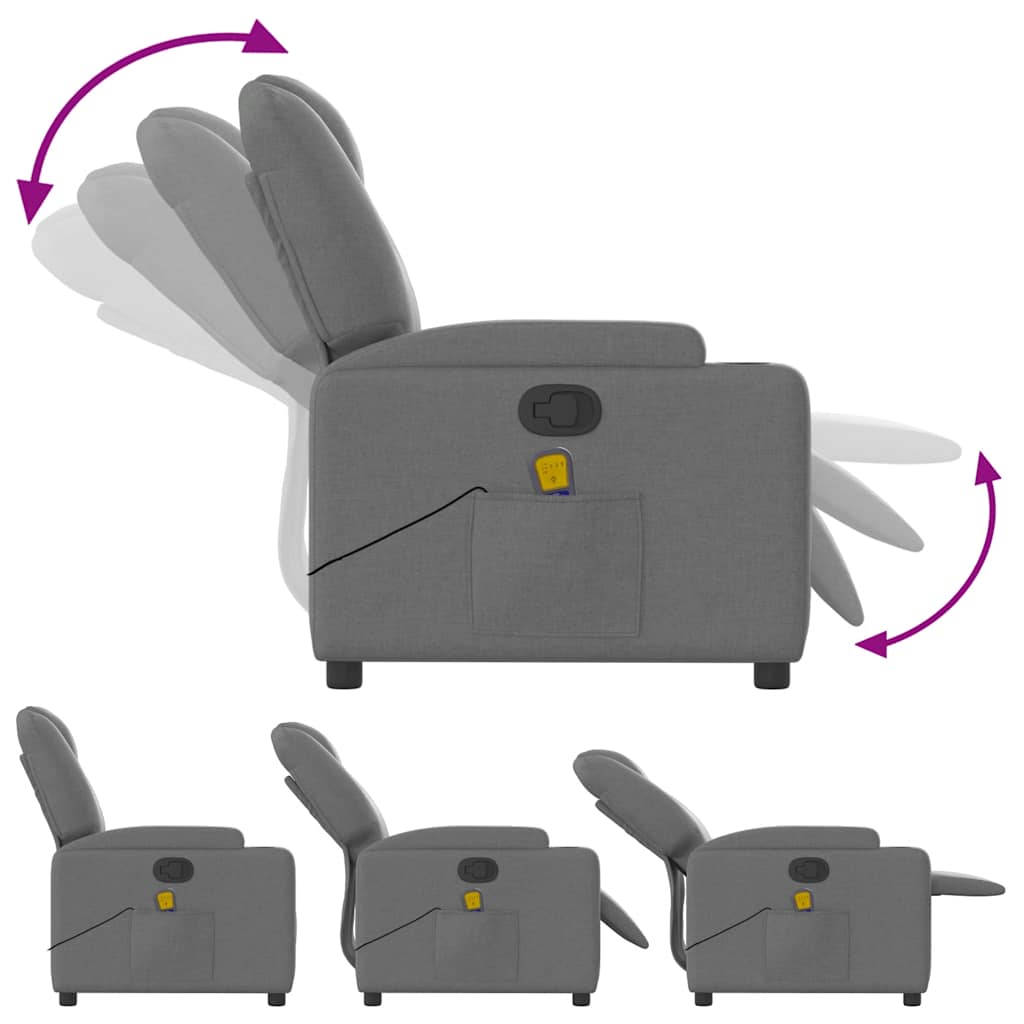 vidaXL Massagestoel in donkergrijze stof