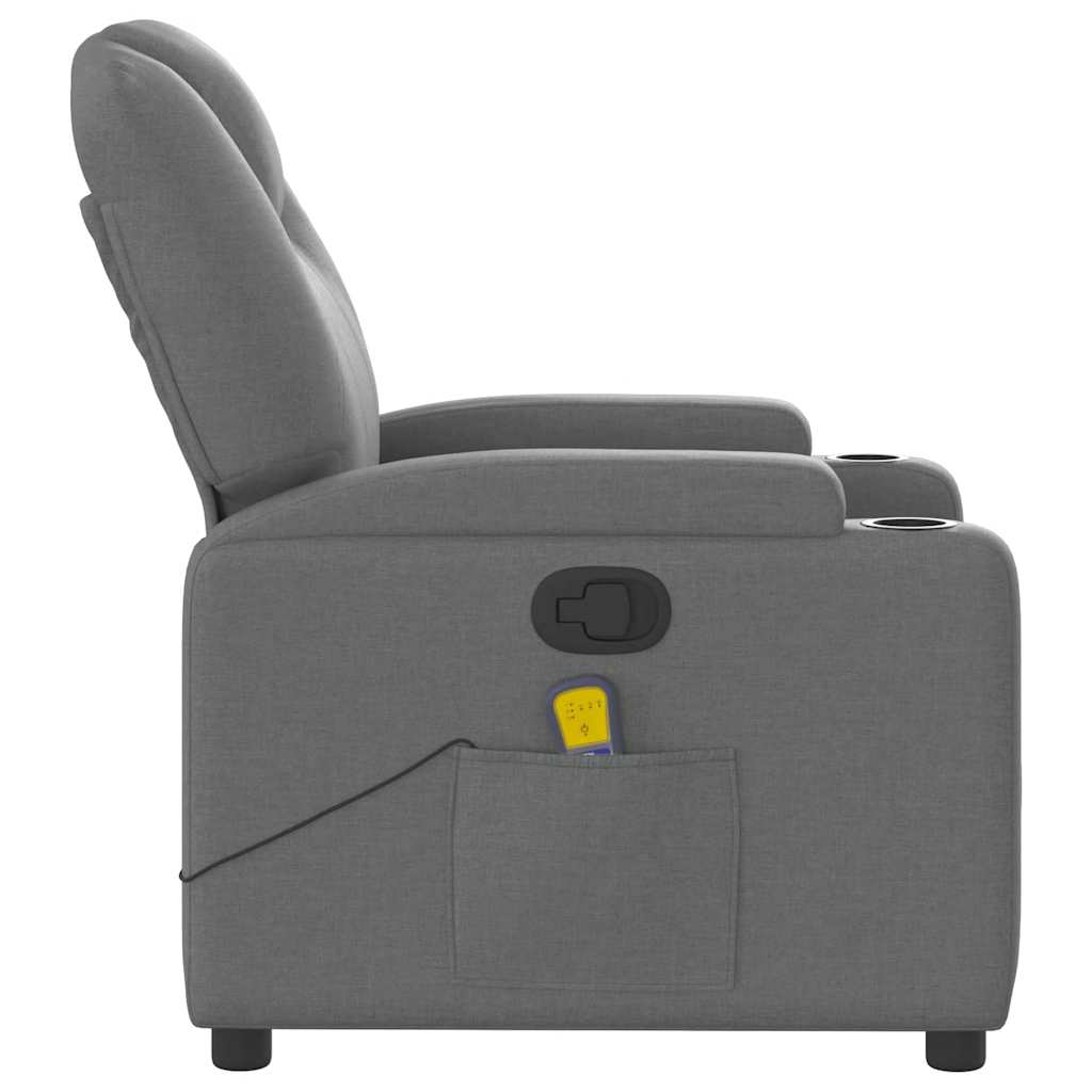 vidaXL Massagestoel in donkergrijze stof