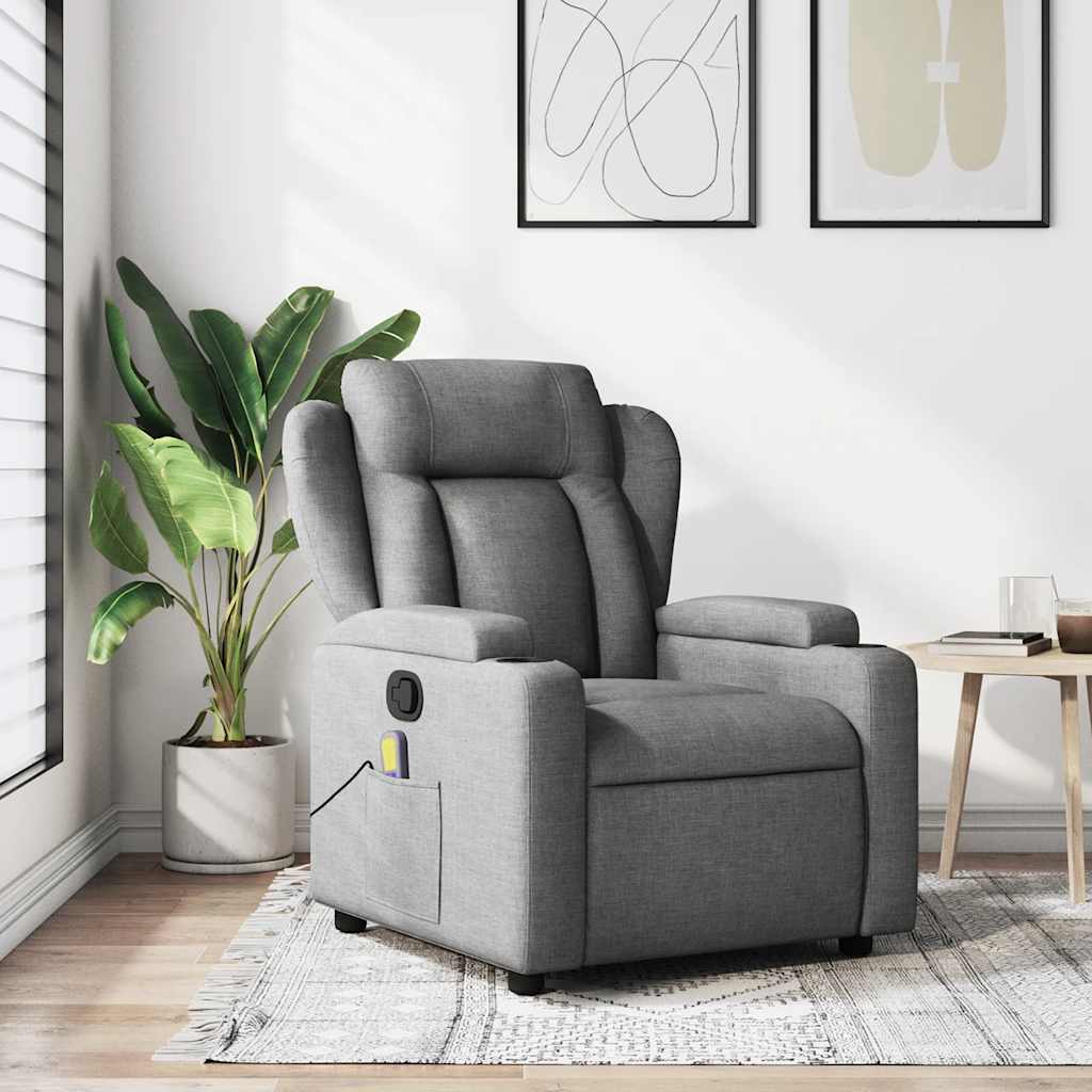 vidaXL Massagestoel met lichtgrijze stof