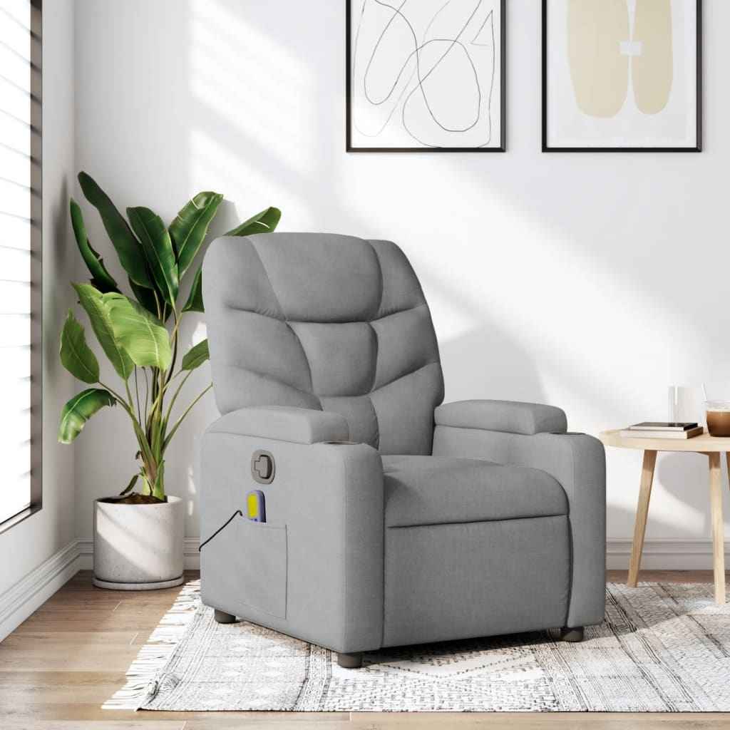 vidaXL Massagestoel met lichtgrijze stof