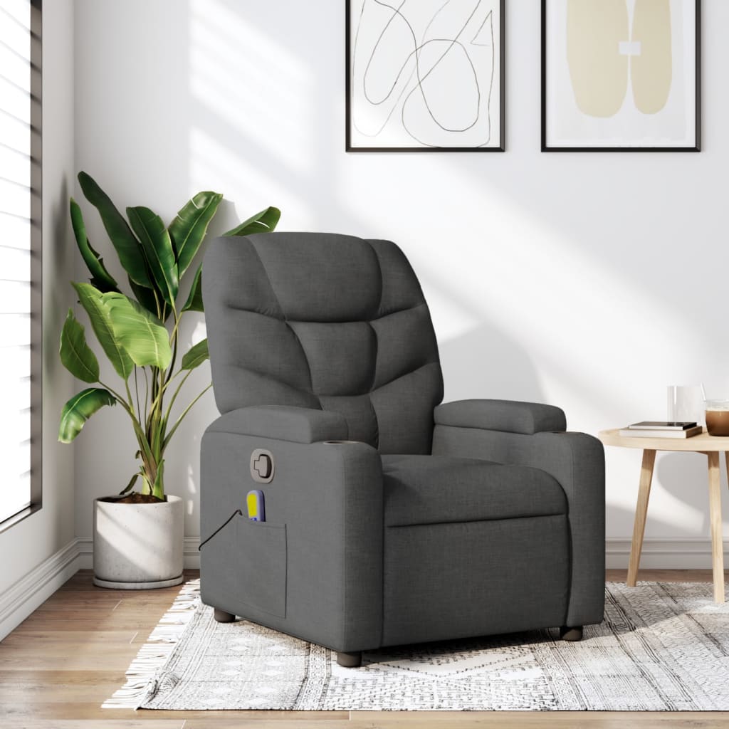vidaXL Massagestoel met lichtgrijze stof
