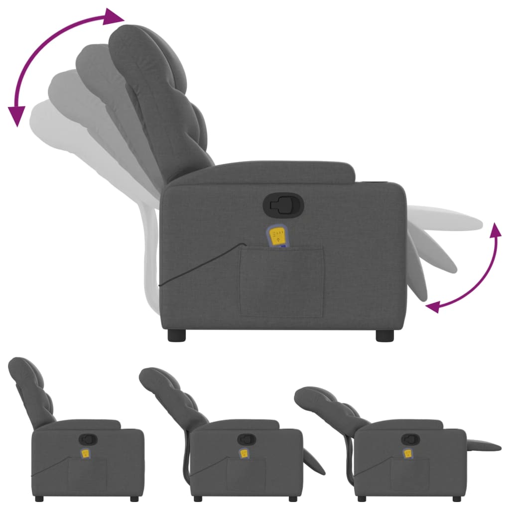 vidaXL Massagestoel met lichtgrijze stof