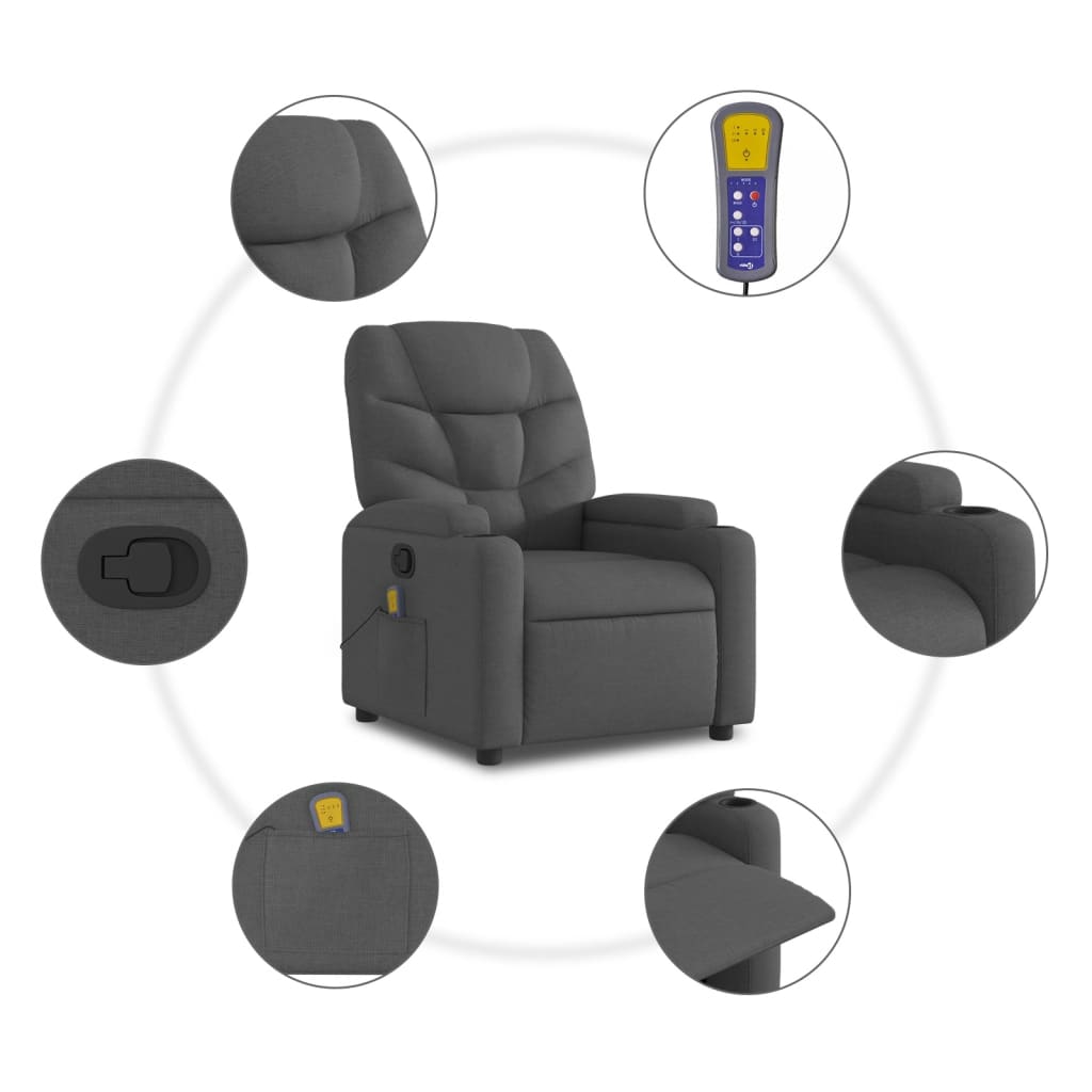 vidaXL Massagestoel met lichtgrijze stof