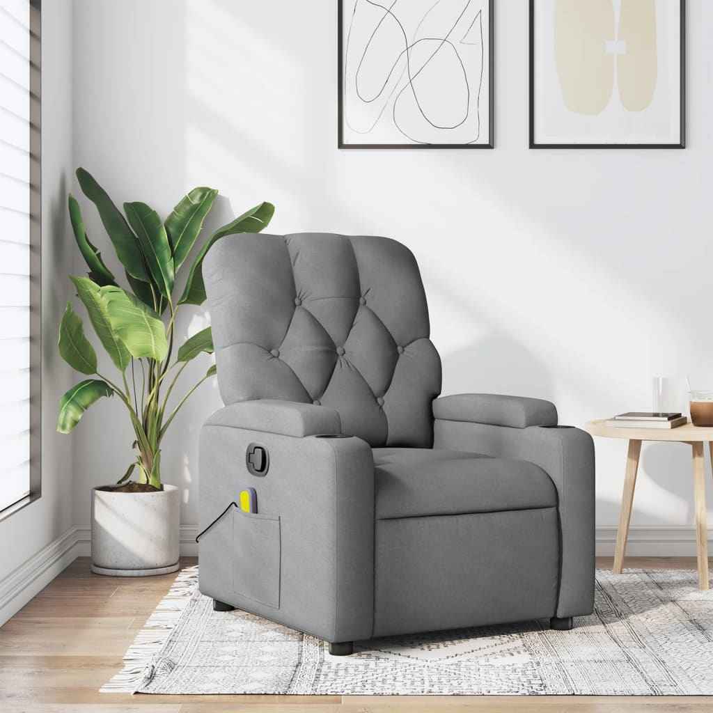 vidaXL Massagestoel met lichtgrijze stof