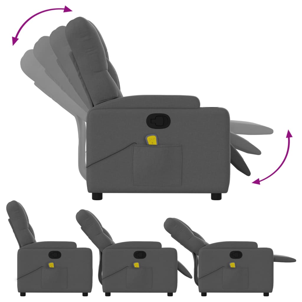 vidaXL Massagestoel met lichtgrijze stof