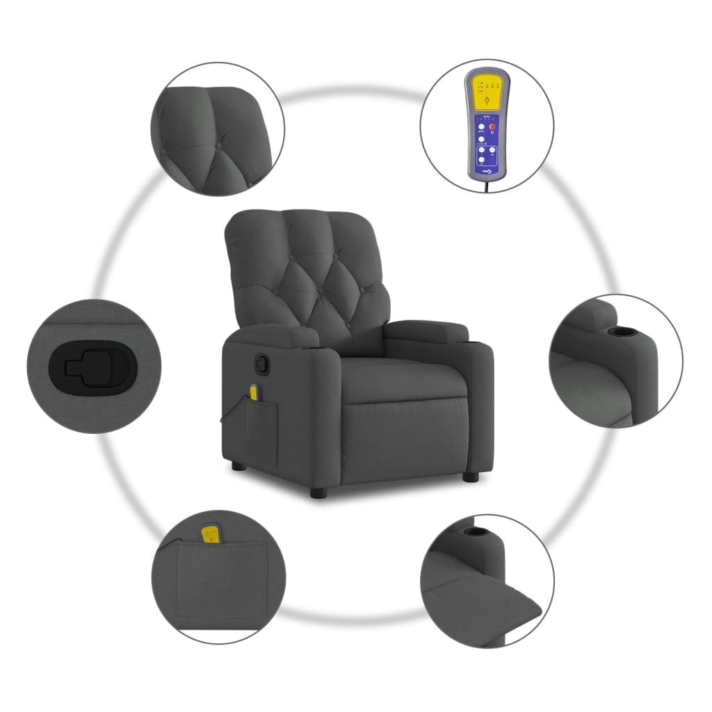vidaXL Massagestoel met lichtgrijze stof