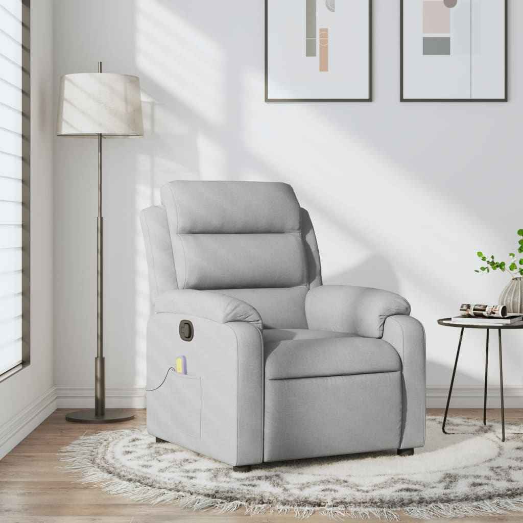 vidaXL Massagestoel met lichtgrijze stof