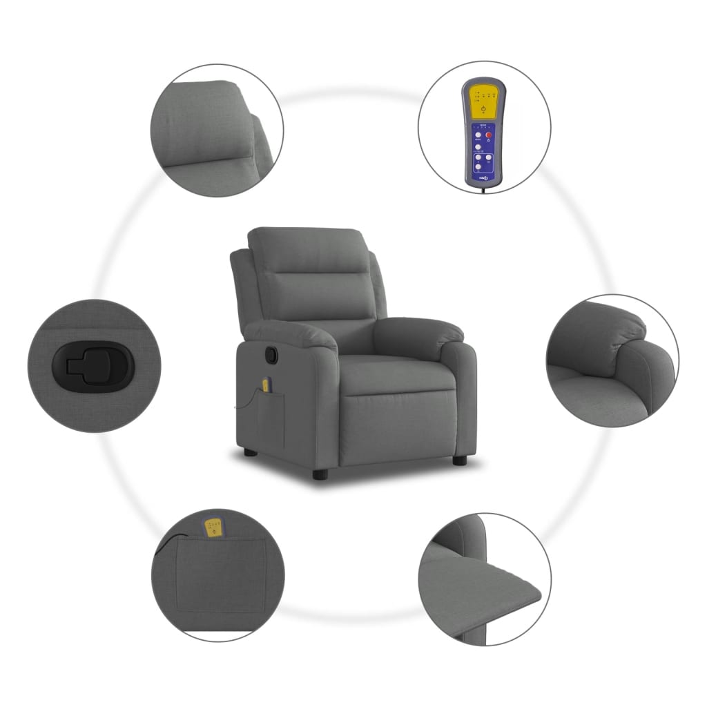 vidaXL Massagestoel met lichtgrijze stof