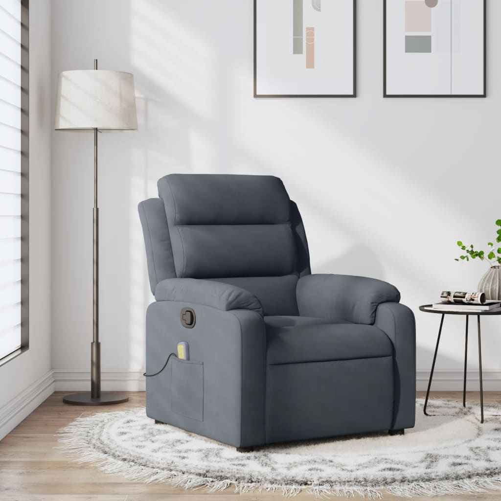 vidaXL Massagestoel lichtgrijs fluweel