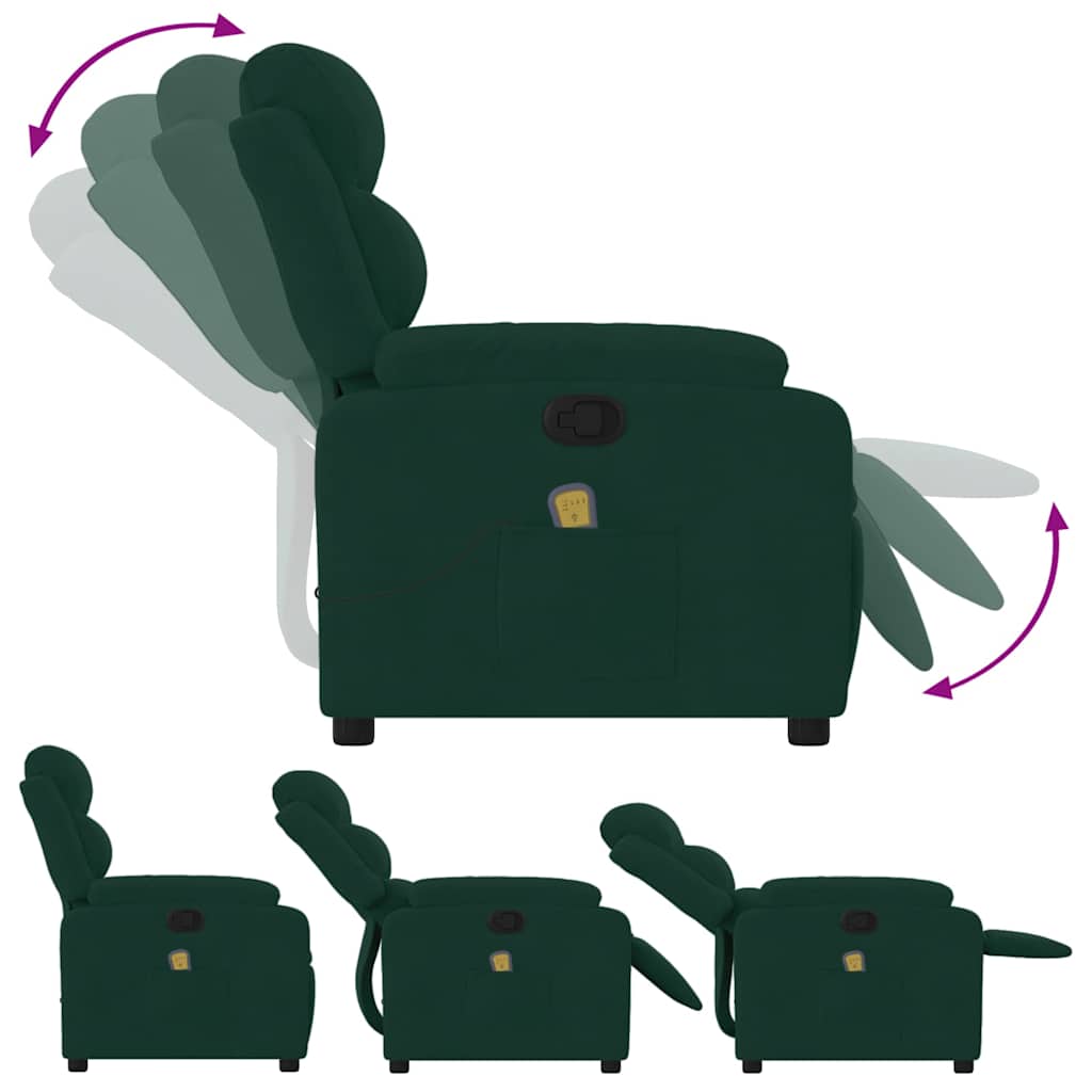 vidaXL Massagestoel lichtgrijs fluweel