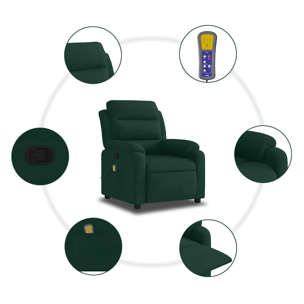 vidaXL Massagestoel lichtgrijs fluweel