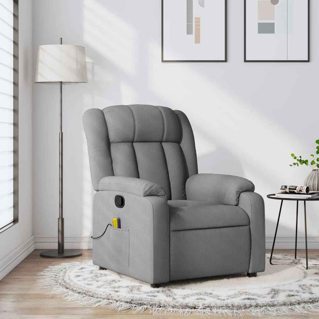 vidaXL Massagestoel met lichtgrijze stof