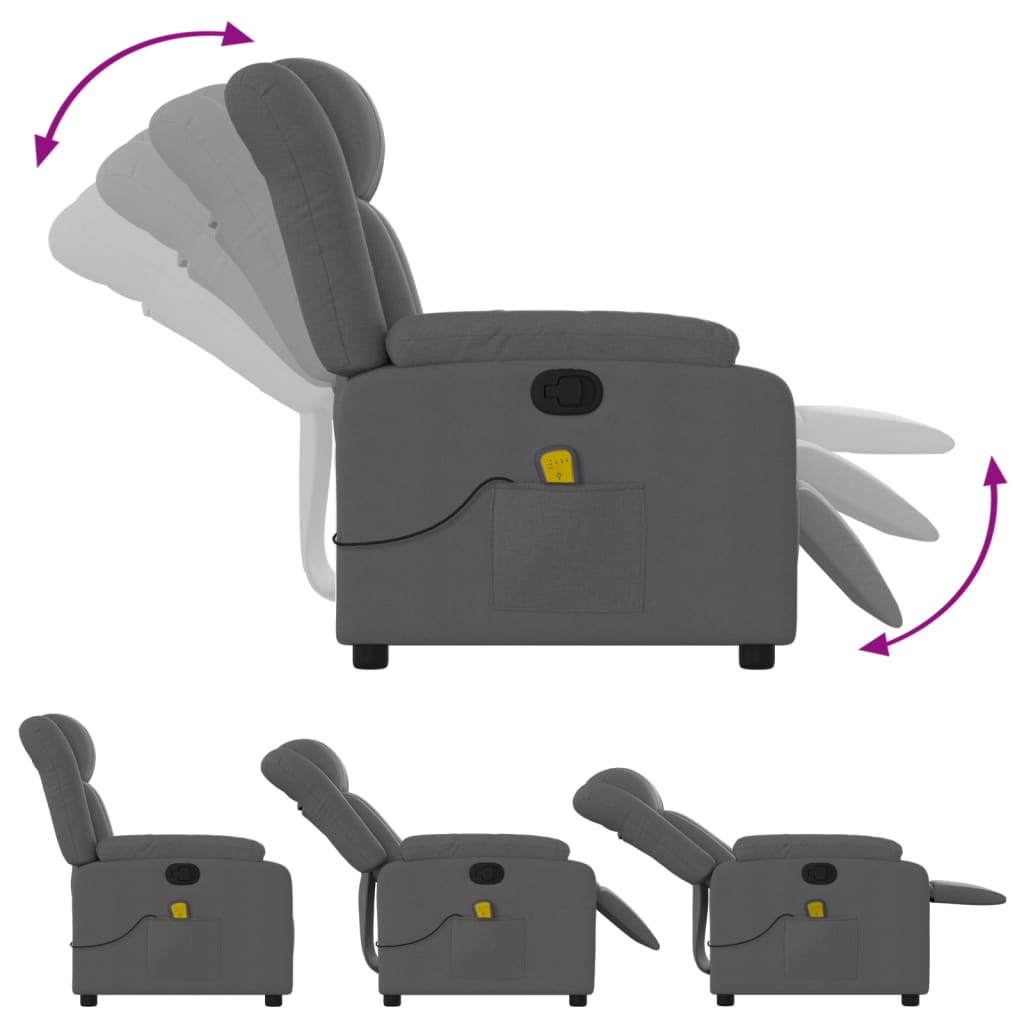 vidaXL Massagestoel met lichtgrijze stof