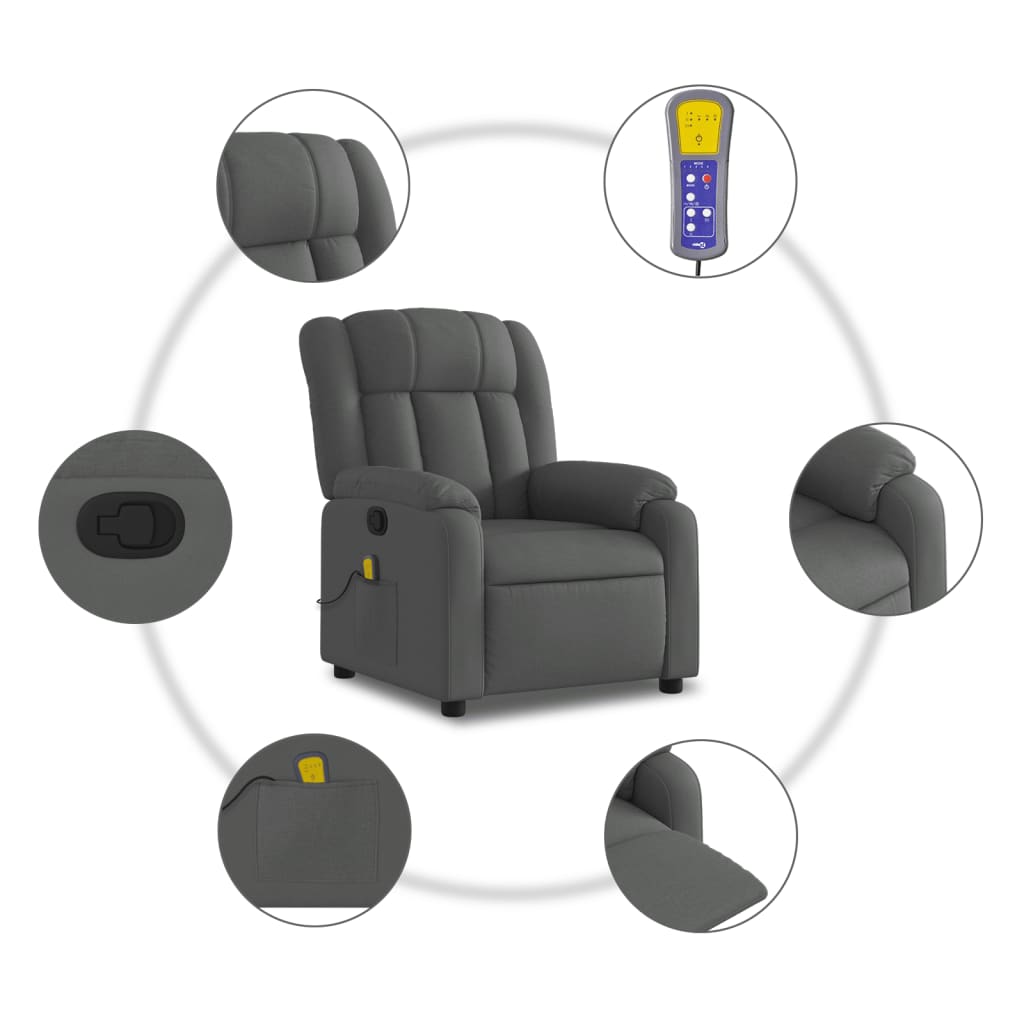 vidaXL Massagestoel met lichtgrijze stof