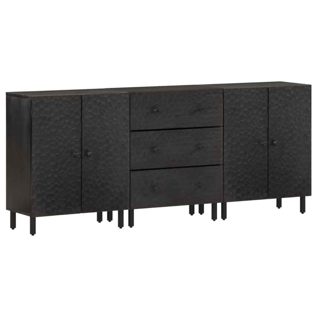 vidaXL Bijzetkasten 3 st 60x33x75 cm massief mangohout zwart