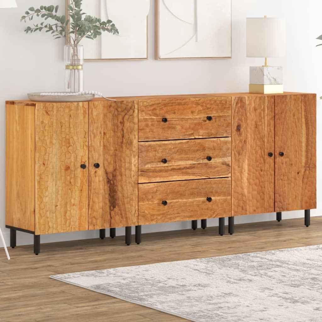 vidaXL Bijzetkasten 2 st 60x33x75 cm massief mangohout zwart
