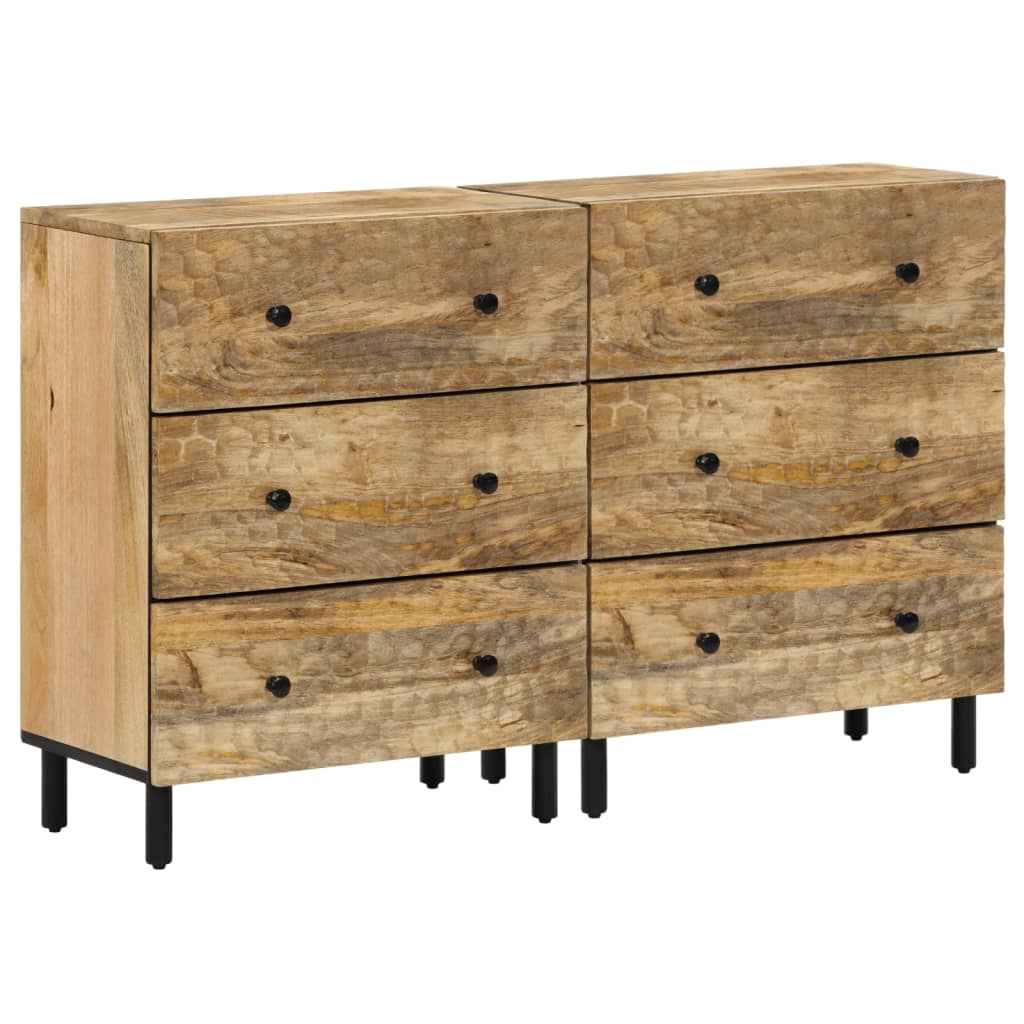 vidaXL Bijzetkasten 3 st 60x33x75 cm massief mangohout zwart