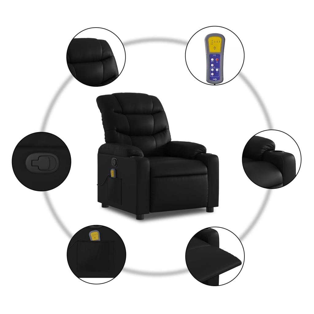 vidaXL Massagestoel van zwart kunstleer