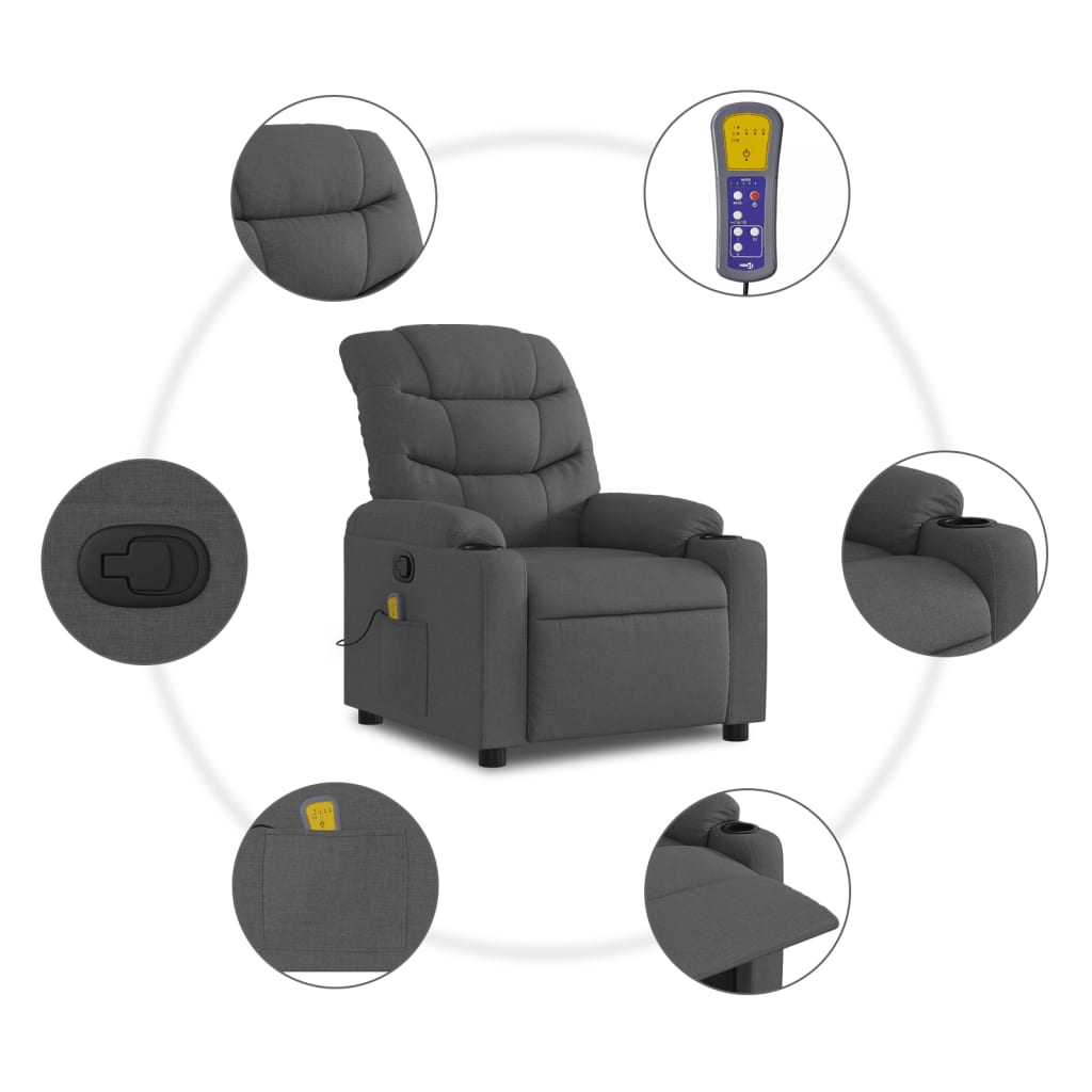 vidaXL Massagestoel met lichtgrijze stof