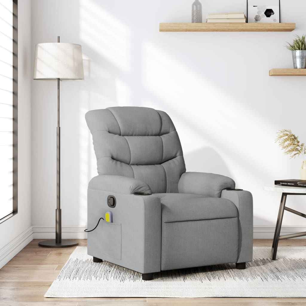 vidaXL Massagestoel met lichtgrijze stof