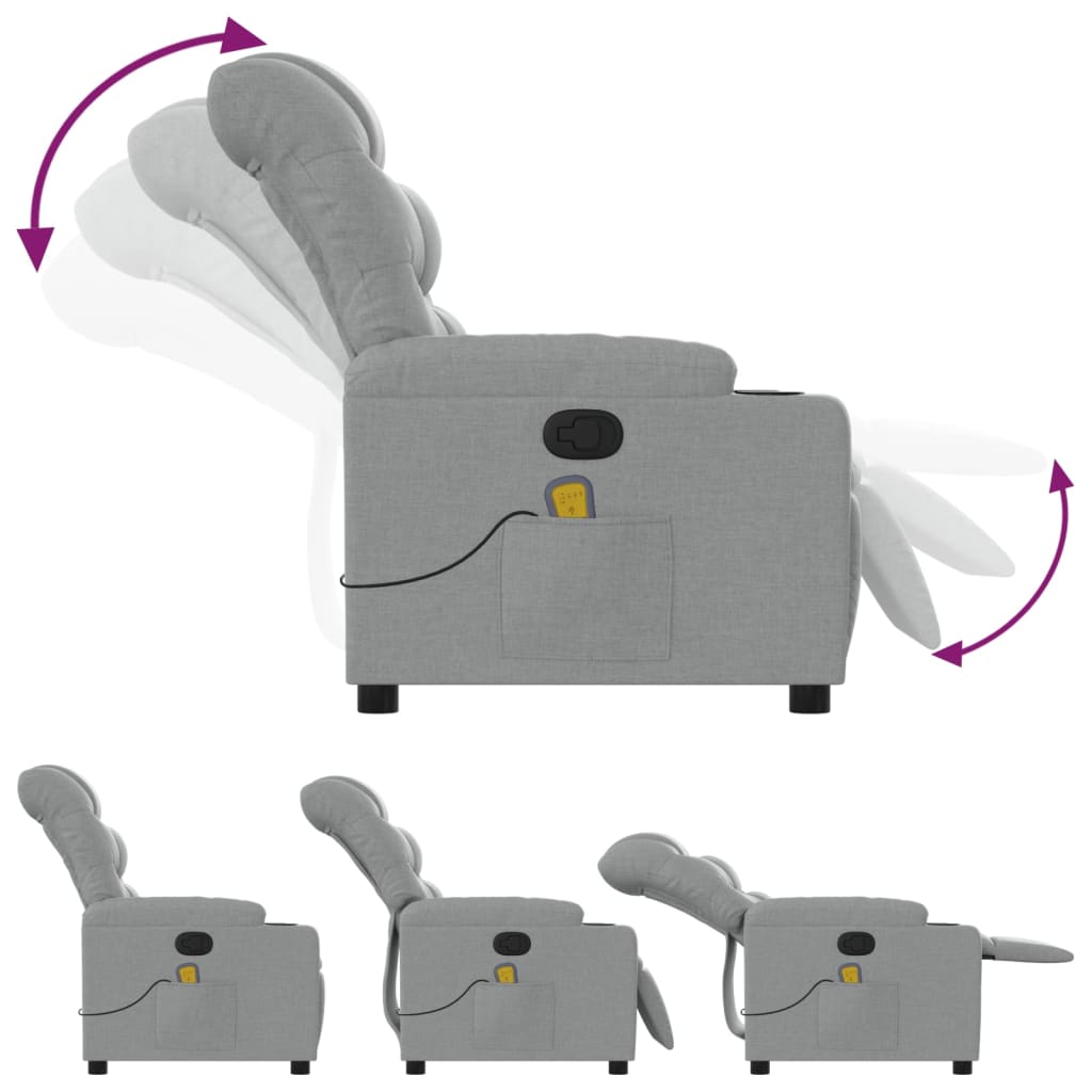 vidaXL Massagestoel met lichtgrijze stof
