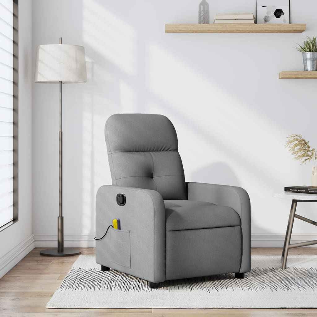 vidaXL Massagestoel met lichtgrijze stof
